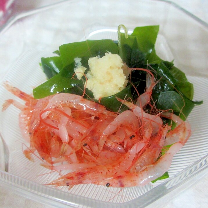 桜海老とワカメの生姜醤油